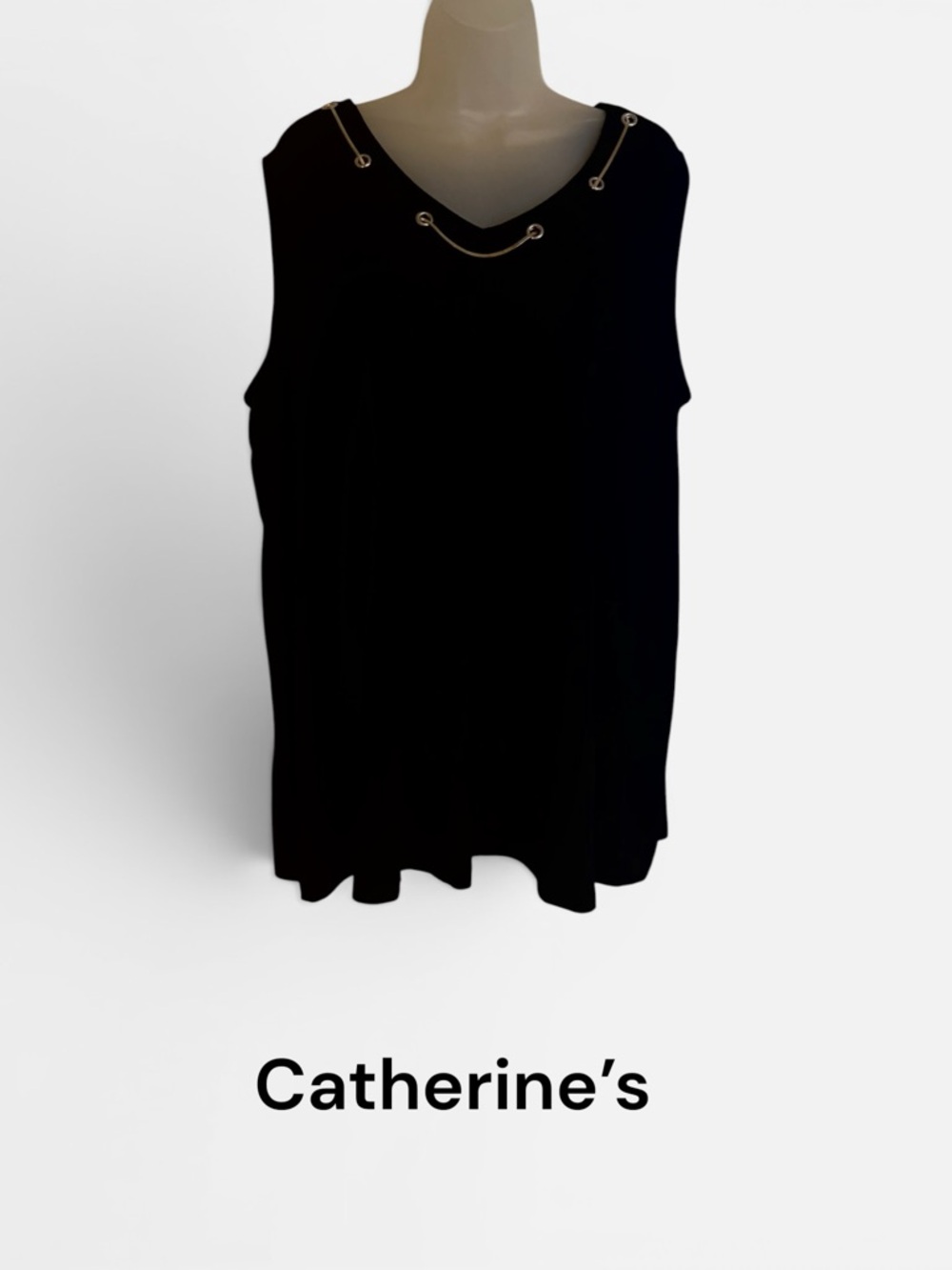 GORGEOUS Black Sleeveless Top/Tank/Shell Silver Chain Detail PLUS: 18/20 #14 - Picture 1 of 7